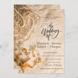 Seashells Rope Sand Wedding Einladung