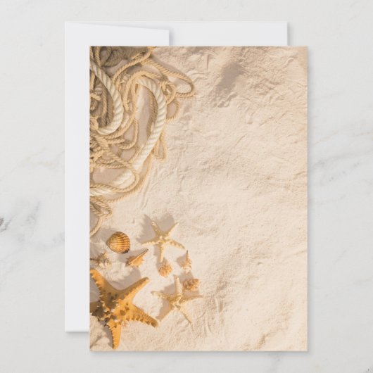 Seashells Rope Sand Wedding Einladung (Rückseite)