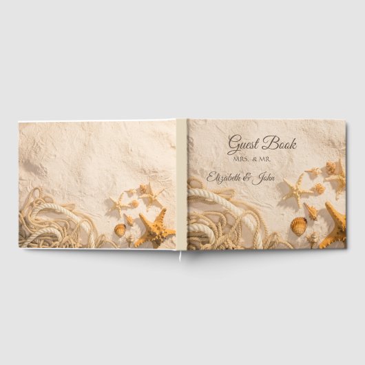 Seashells Rope Sand Wedding Gästebuch (Voll)