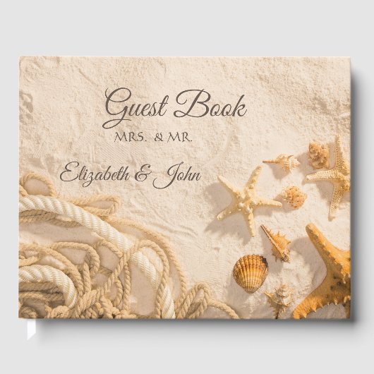 Seashells Rope Sand Wedding Gästebuch (Vorderseite)