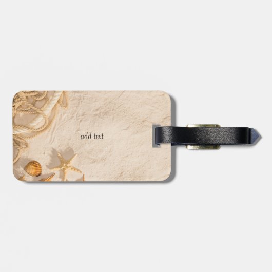 Seashells Rope Sand Wedding Gepäckanhänger (Rückseite horizontal)