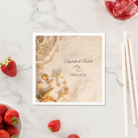 Seashells Rope Sand Wedding Serviette (Beispiel)