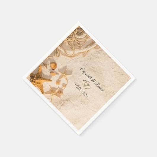 Seashells Rope Sand Wedding Serviette (Ecke)