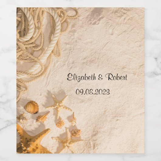 Seashells Rope Sand Weinetikett (Einzelnes Label)