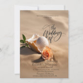 Seashells Rose Sand Beach Wedding Einladung (Vorderseite)