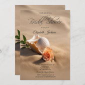 Seashells Rose Sand Brautparty Einladung (Vorne/Hinten)