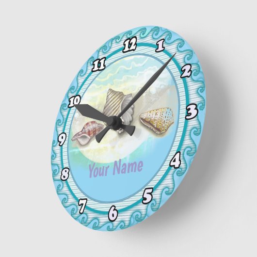 Seashells Runde Wanduhr (Winkel)