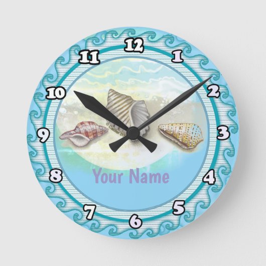 Seashells Runde Wanduhr (Vorderseite)