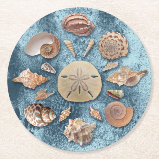 Seashells Sammlung Runder Pappuntersetzer (Vorderseite)