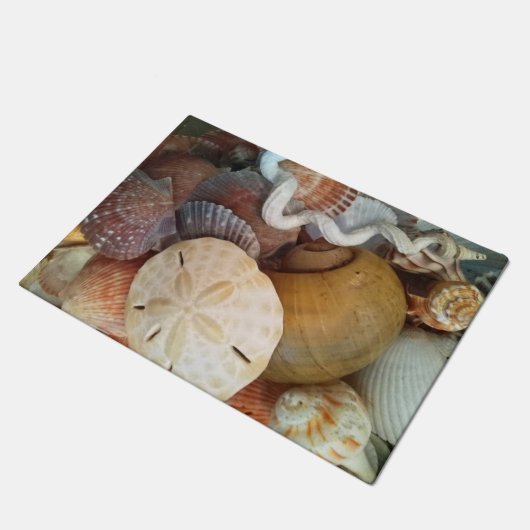 Seashells Sand Dollar Beach Theme Fußmatte (Schrägansicht)