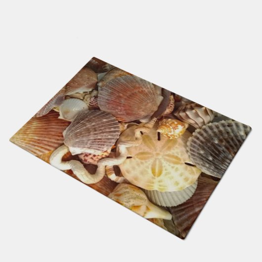 Seashells Sand Dollar Beach Theme Fußmatte (Schrägansicht)