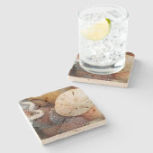 Seashells Sand Dollar Steinuntersetzer (Seitenansicht)