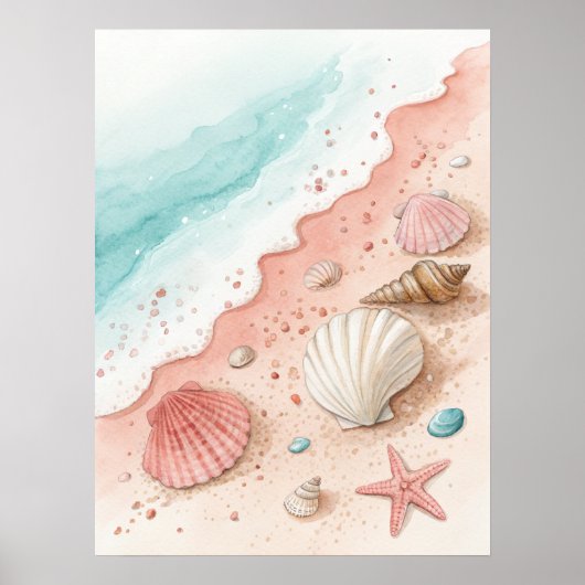 Seashells Sandy Beach Poster (Vorne)