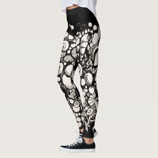Seashells Schwarzweiß Leggings (Links)