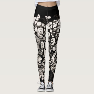 Seashells Schwarzweiß Leggings