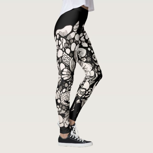 Seashells Schwarzweiß Leggings (Rechts)