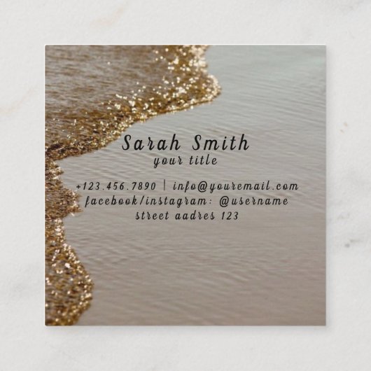 Seashells Sea Beach Beige Nature Quadratische Visitenkarte (Rückseite)