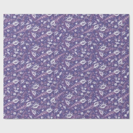 Seashells Sea Muschel Nautic Patches Lila Violet Geschenkpapier (Flach)