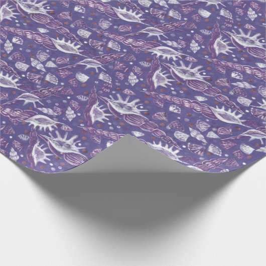 Seashells Sea Muschel Nautic Patches Lila Violet Geschenkpapier (Ecke)