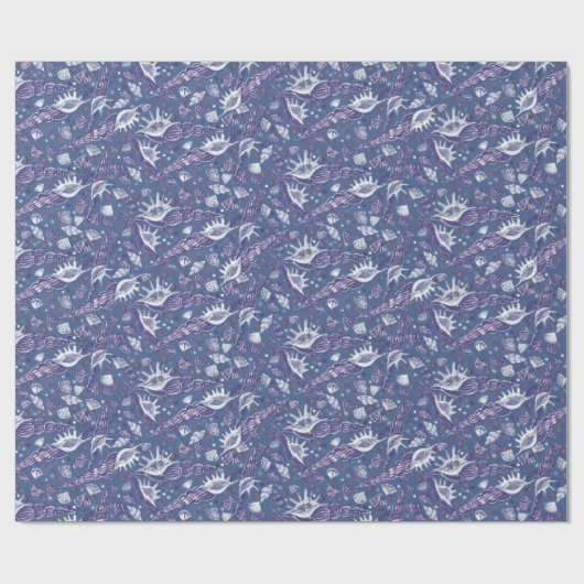 Seashells Sea Muschel Nautic Pattern Violet Aquama Geschenkpapier (Flach)