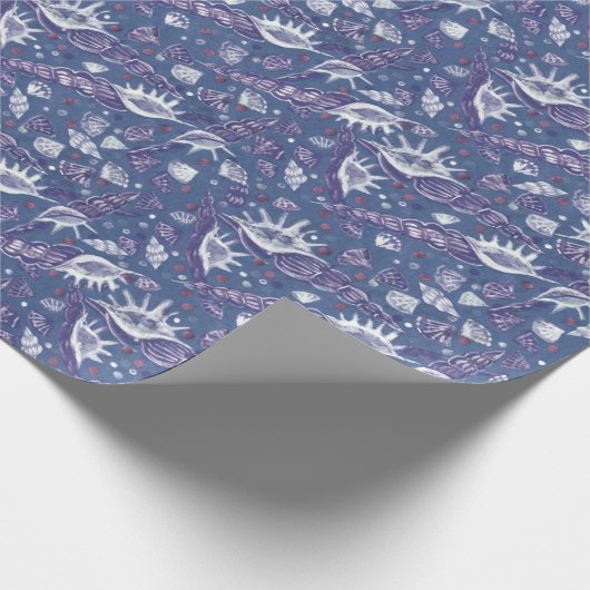 Seashells Sea Muschel Nautic Pattern Violet Aquama Geschenkpapier (Ecke)