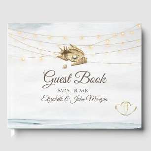 Seashells, Sea, String Lights Script Gästebuch