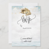 Seashells, Sea, String Lights Script-UAWG Einladung (Vorderseite)