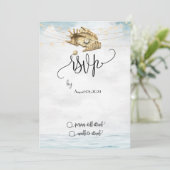 Seashells, Sea, String Lights Script-UAWG Einladung (Stehend Vorderseite)