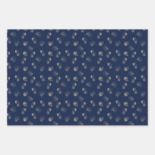 Seashells Seepferd Starfish Elegant unter dem Meer Geschenkpapier Set (Vorderseite 3)