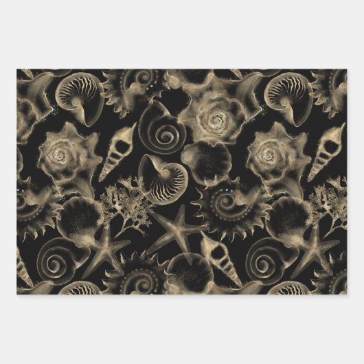 Seashells Seepferd Starfish Elegant unter dem Meer Geschenkpapier Set (Vorderseite 2)