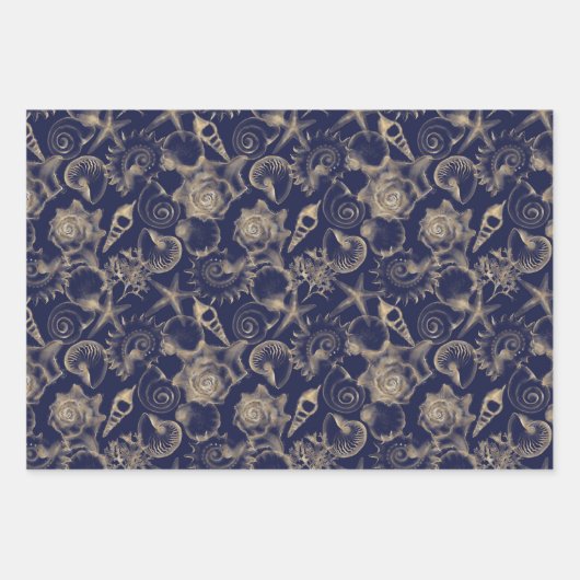 Seashells Seepferd Starfish Elegant unter dem Meer Geschenkpapier Set (Vorderseite)