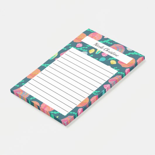 Seashells & Seetang Tropical Beach CUSTOM Notepad Post-it Klebezettel (angewinkelt)