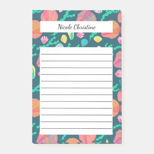 Seashells & Seetang Tropical Beach CUSTOM Notepad Post-it Klebezettel (Vorderseite)