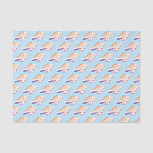 Seashells Simple Sea Ocean Muster Blau Seidenpapier (Vorderseite)