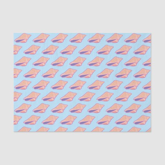 Seashells Simple Sea Ocean Muster Pink Blau Seidenpapier (Vorderseite)