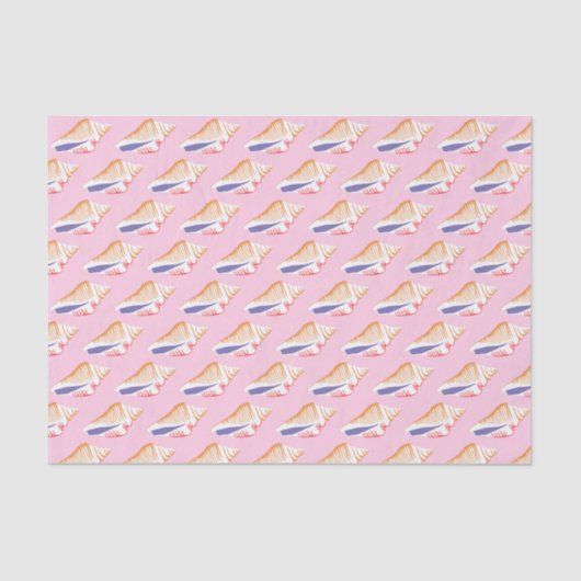 Seashells Simple Sea Ocean Pattern Pink Lila Seidenpapier (Vorderseite)