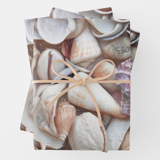 Seashells Sketch Ocean Nautical Beach Decoupage Geschenkpapier Set (Beispiel)