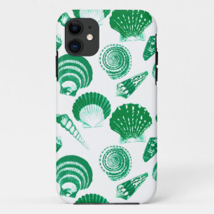 Seashells - Smaragdgrün auf einem weißen Case-Mate iPhone Hülle