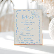 Seashells Squigggle Frame Soft Blue Bar Menu