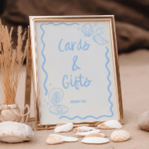 Seashells Squiggle Frame Soft Blue Cards & Geschen
