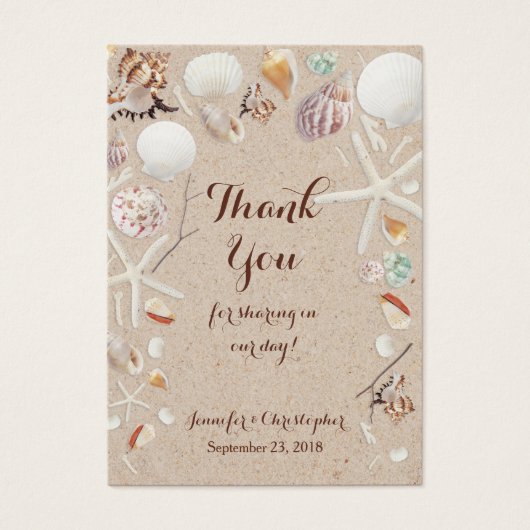 Seashells & Starfish am Strand Danke (Vorderseite)