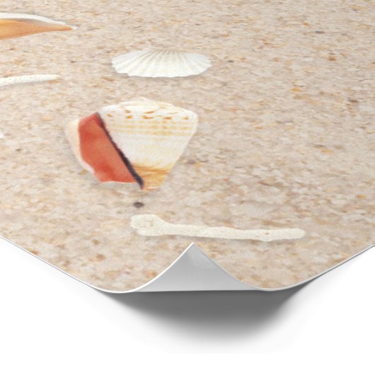 Seashells & Starfish auf der Hochzeit am Strand Poster (Ecke)