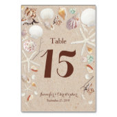 Seashells & Starfish auf der Hochzeit am Strand Tischnummer (Rückseite)