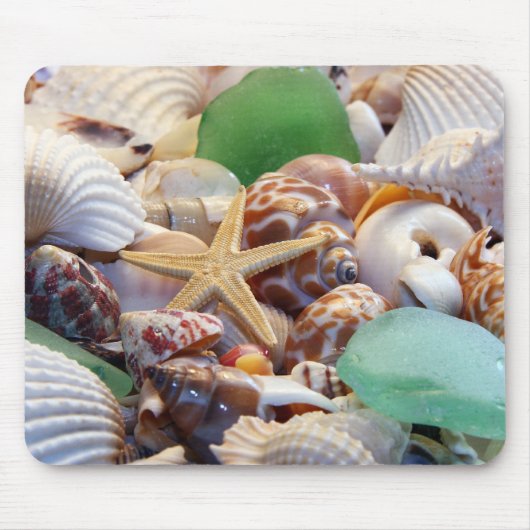 Seashells Starfish & Beach Glass Mousepad (Vorne)