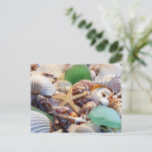 Seashells Starfish & Beach Glass Postcard Postkarte (Stehend Vorderseite)