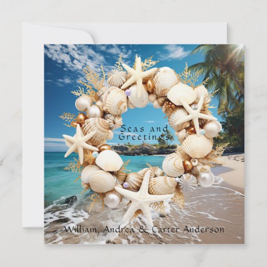 Seashells Starfish Pearls Palm Trees Weihnachten (Vorderseite)