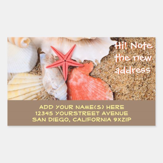 Seashells Starfish Sandy Beach Rechteckiger Aufkleber (Vorderseite)