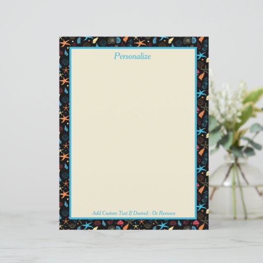 Seashells Starfish & Seepferds Ocean Beach Pattern (Stehend Vorderseite)