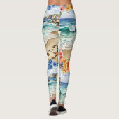 Seashells Starfish über das Sandmuster Leggings (Rückseite)