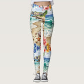 Seashells Starfish über das Sandmuster Leggings (Vorderseite)
